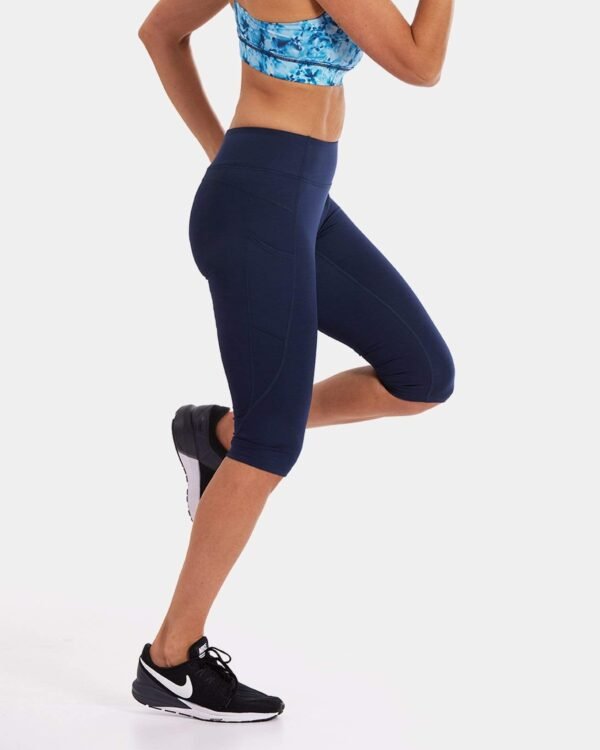 Snowtrends Mid-Rise Pocketed Crop Leggings – Night Swim Navy